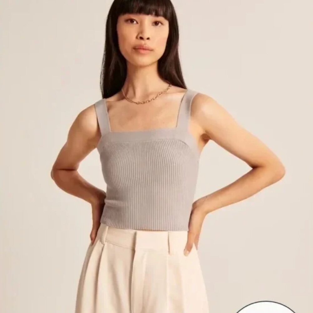 Abercrombie & Fitch Tan Square Neck Sweater Knit Tank, XL